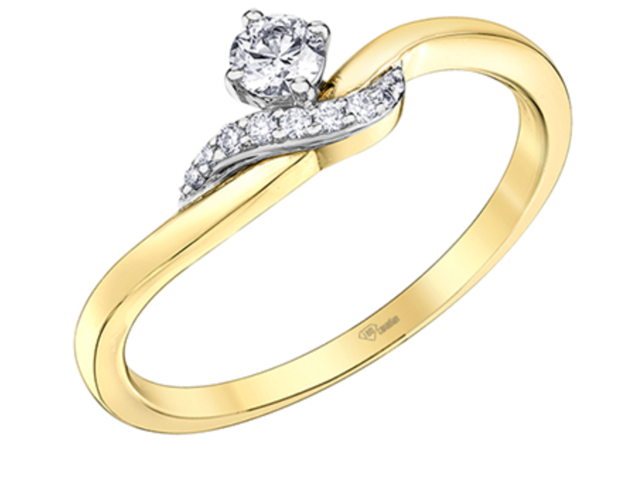 10K Yellow Gold 0.18cttw Canadian Diamond Engagement Ring