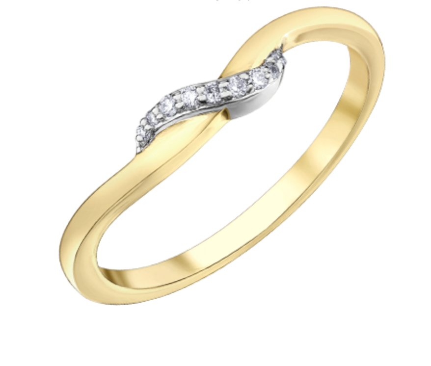 Alianza de boda con diamantes canadienses de 0,04 quilates en oro amarillo de 10 quilates 