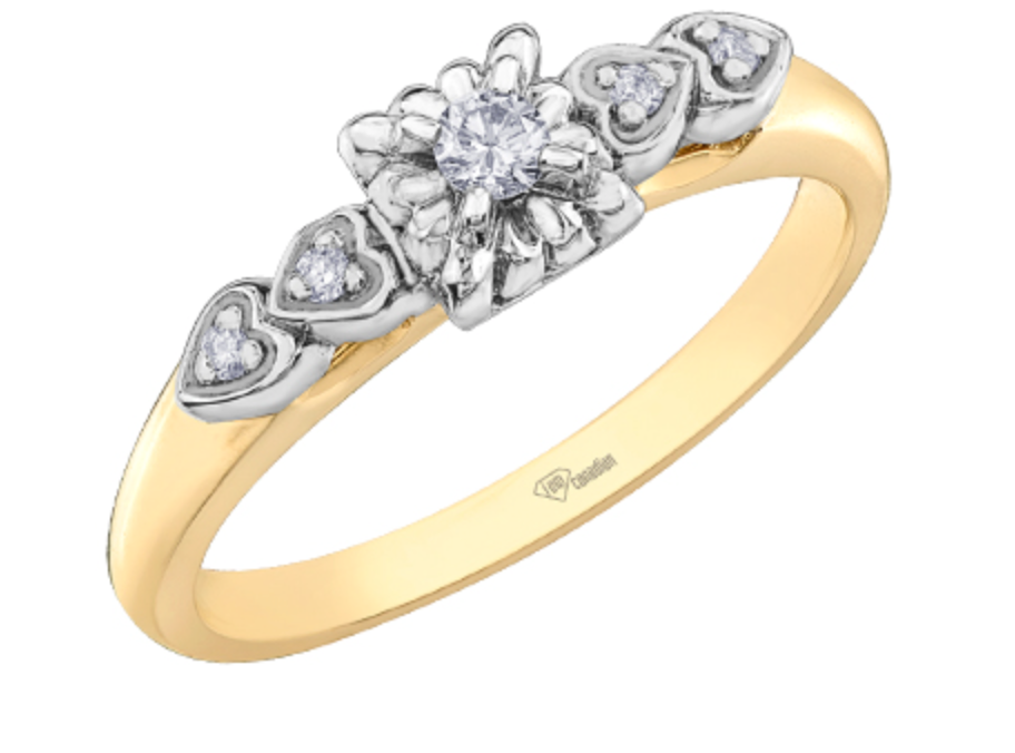 10K Yellow Gold 0.10cttw Canadian Diamond Engagement Ring