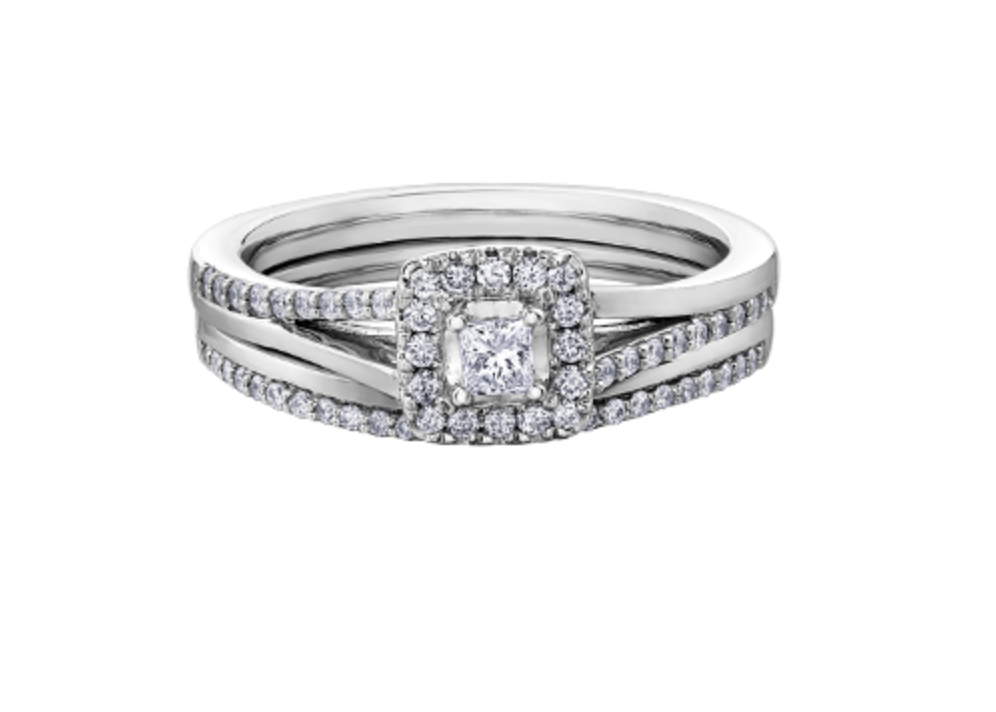 10K White Gold 0.30cttw Princess Canadian Diamond Engagement Ring