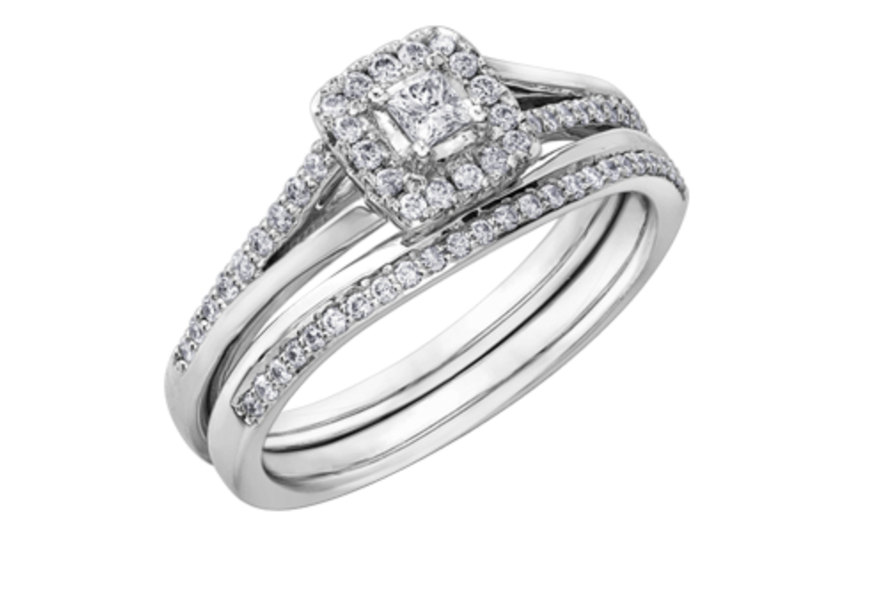 10K White Gold 0.30cttw Princess Canadian Diamond Engagement Ring