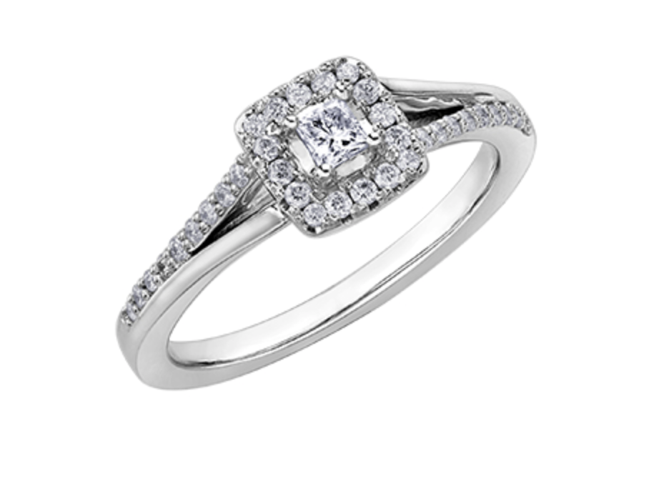 10K White Gold 0.30cttw Princess Canadian Diamond Engagement Ring