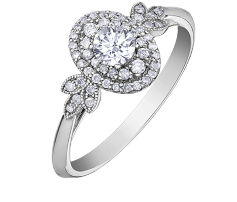 10K White Gold 0.41cttw Round Brilliant Canadian Diamond Engagement Ring