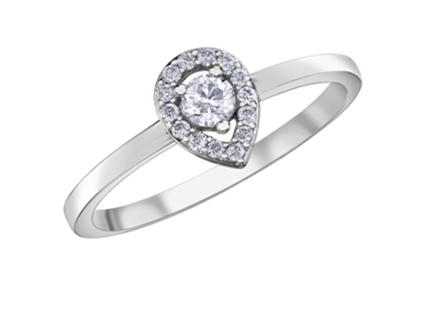 14K White Gold 0.21cttw Round Brilliant Canadian Diamond Engagement Ring