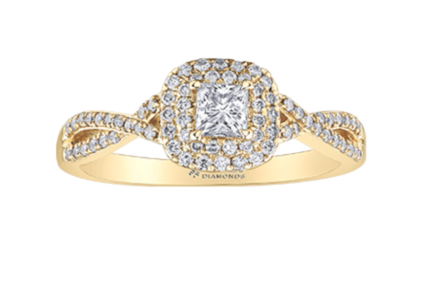 10K Yellow Gold 0.50cttw Princess Cut Canadian Diamond Engagement Ring