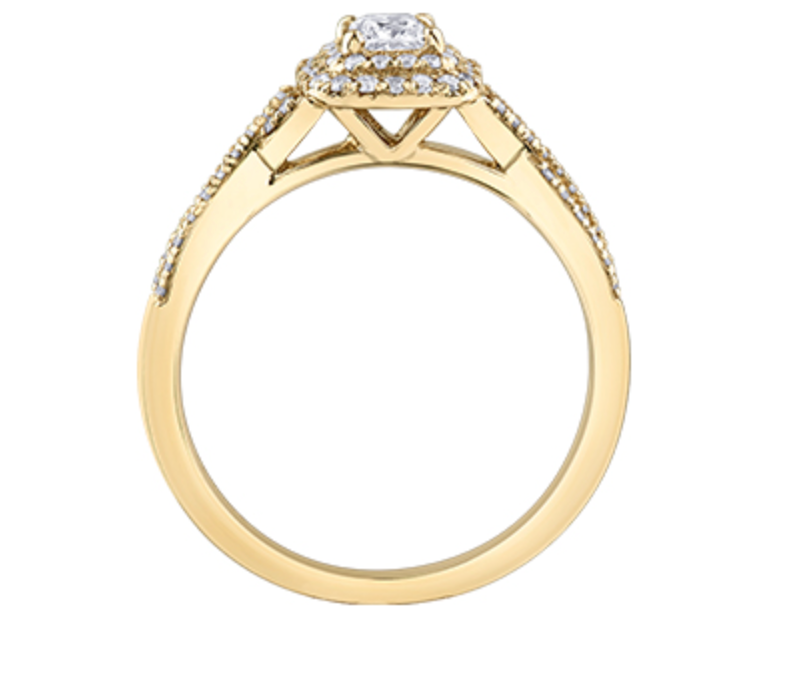 10K Yellow Gold 0.50cttw Princess Cut Canadian Diamond Engagement Ring
