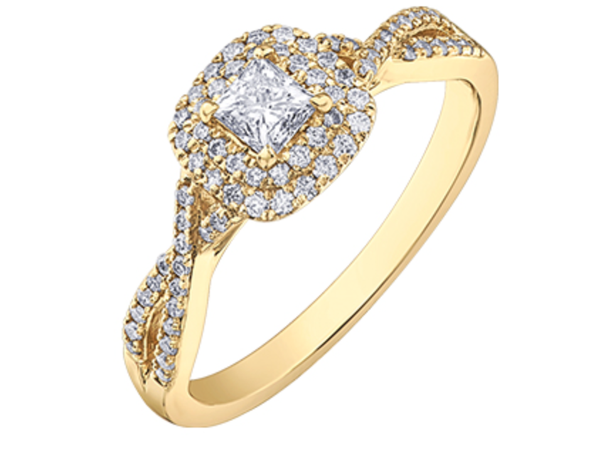 10K Yellow Gold 0.50cttw Princess Cut Canadian Diamond Engagement Ring