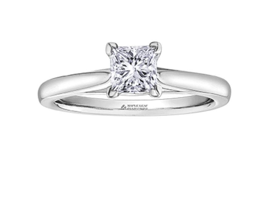 14K White Gold 0.40-0.70cttw Princess Cut Diamond Engagement Ring, size 6.5
