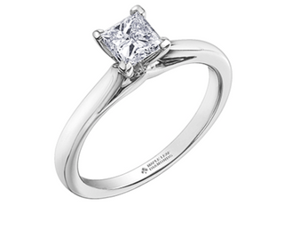 14K White Gold 0.40-0.70cttw Princess Cut Diamond Engagement Ring, size 6.5
