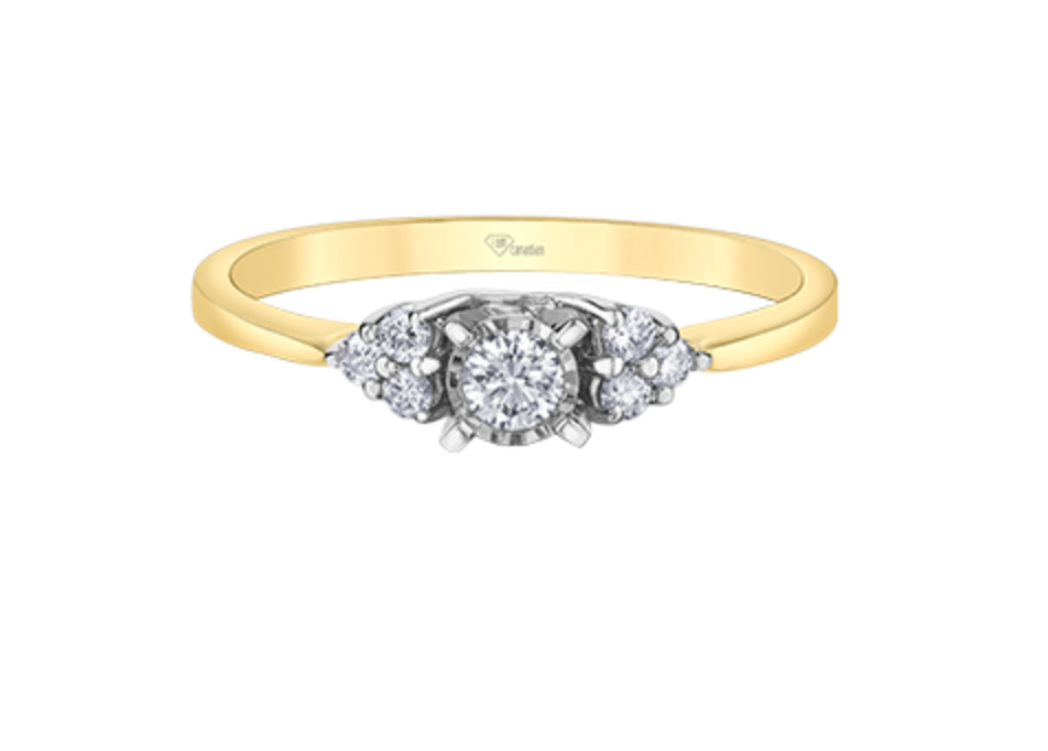 10K Yellow Gold 0.17cttw Round Brilliant Canadian Diamond Engagement Ring