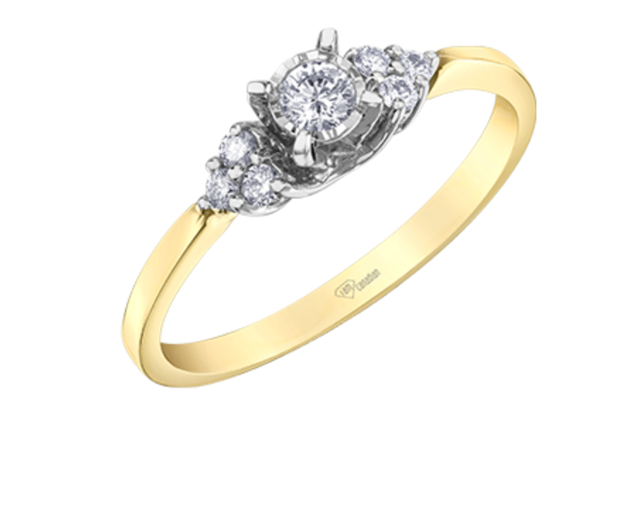 10K Yellow Gold 0.17cttw Round Brilliant Canadian Diamond Engagement Ring