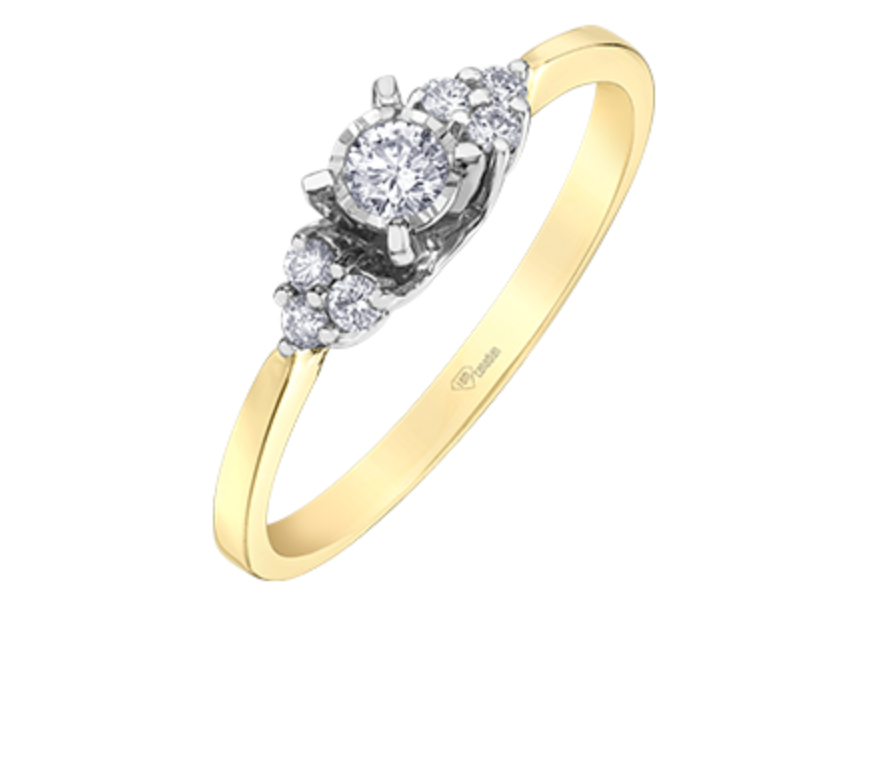 10K Yellow Gold 0.17cttw Round Brilliant Canadian Diamond Engagement Ring