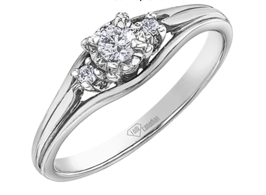 10K White Gold 0.18cttw Round Brilliant Canadian Diamond Engagement Ring