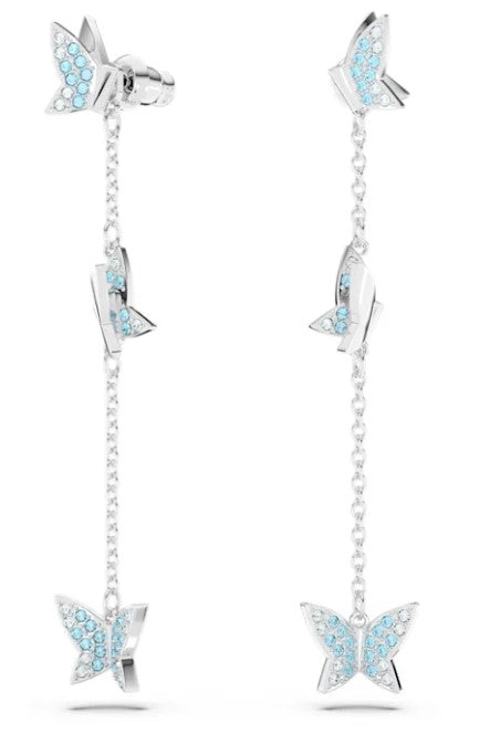Swarovski Lilia drop earrings Butterfly, Blue, Rhodium plated - 5662182