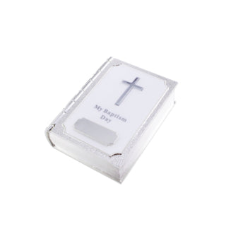 Silver Plated White Bible Trinket Box - Baptism