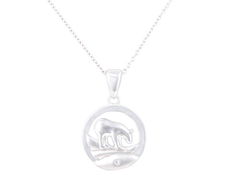 Colgante de oso espíritu de diamante canadiense de plata de ley 925 de 0,015 quilates