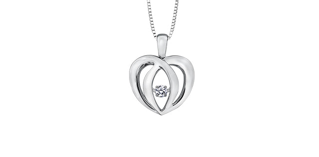 Colgante de plata de ley con forma de corazón y diamantes de 0,05 quilates, 18"