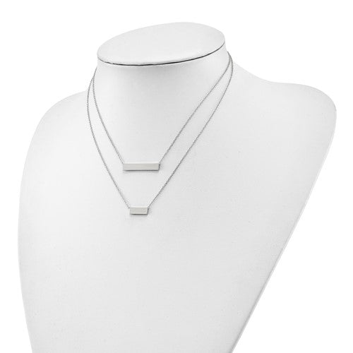 Collar de plata de ley con doble barra - 16"