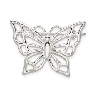Broche de mariposa de plata de ley pulida