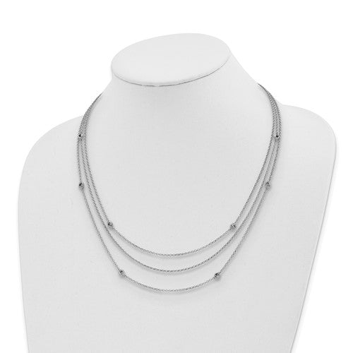 Collar de múltiples hebras con nudo de amor de plata de ley chapada en rodio con extensión de 2 pulgadas - 18" 