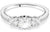 A rhodium-plated Swarovski Attract Trilogy ring with round cut clear crystals and a central diamond.