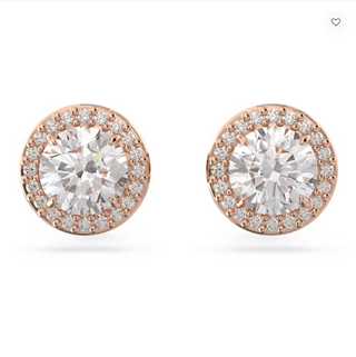 Swarovski Constella/Una Angelic stud earrings, Round cut, Pavé, White, Rose gold-tone plated - 5636275/5648995 (SS)