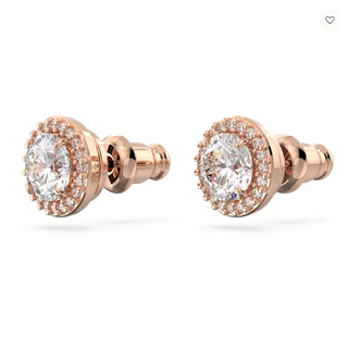 Swarovski Constella/Una Angelic stud earrings, Round cut, Pavé, White, Rose gold-tone plated - 5636275/5648995 (SS)