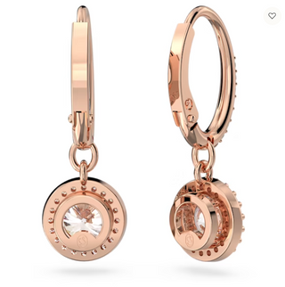 Swarovski Constella/Una drop earrings, Round cut, Pavé, White, Rose gold-tone plated - 5638769/5689688 (SS)