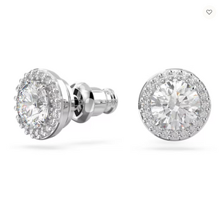 Swarovski Constella/Una stud earrings, Round cut, Pavé, White, Rhodium plated - 5636269/5648993 (SS)