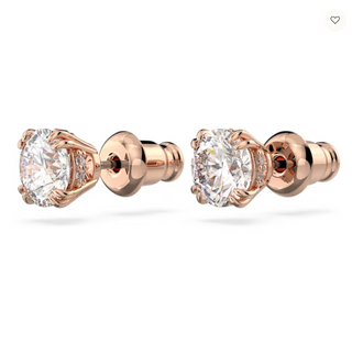 Swarovski Constella stud earrings, Round cut, White, Rose gold-tone plated - 5638801/5648994 (SS)