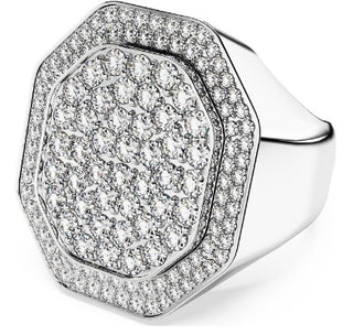 Anillo de cóctel Swarovski Dextera, forma octágono, blanco, Baño de rodio - 5651384