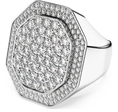 Anillo de cóctel Swarovski Dextera, forma octágono, blanco, Baño de rodio - 5651384