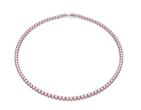 Necklace with pink gemstones on a white background