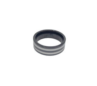 Anillo de EDICIÓN LIMITADA de cerámica de tungsteno negro y doble forrado en plata - Talla 10
