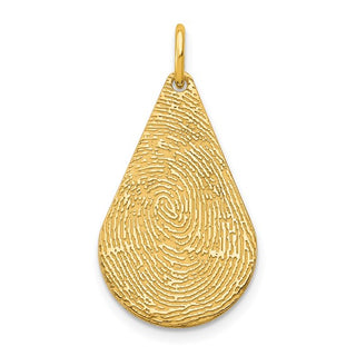 Gold fingerprint pendant on a white background