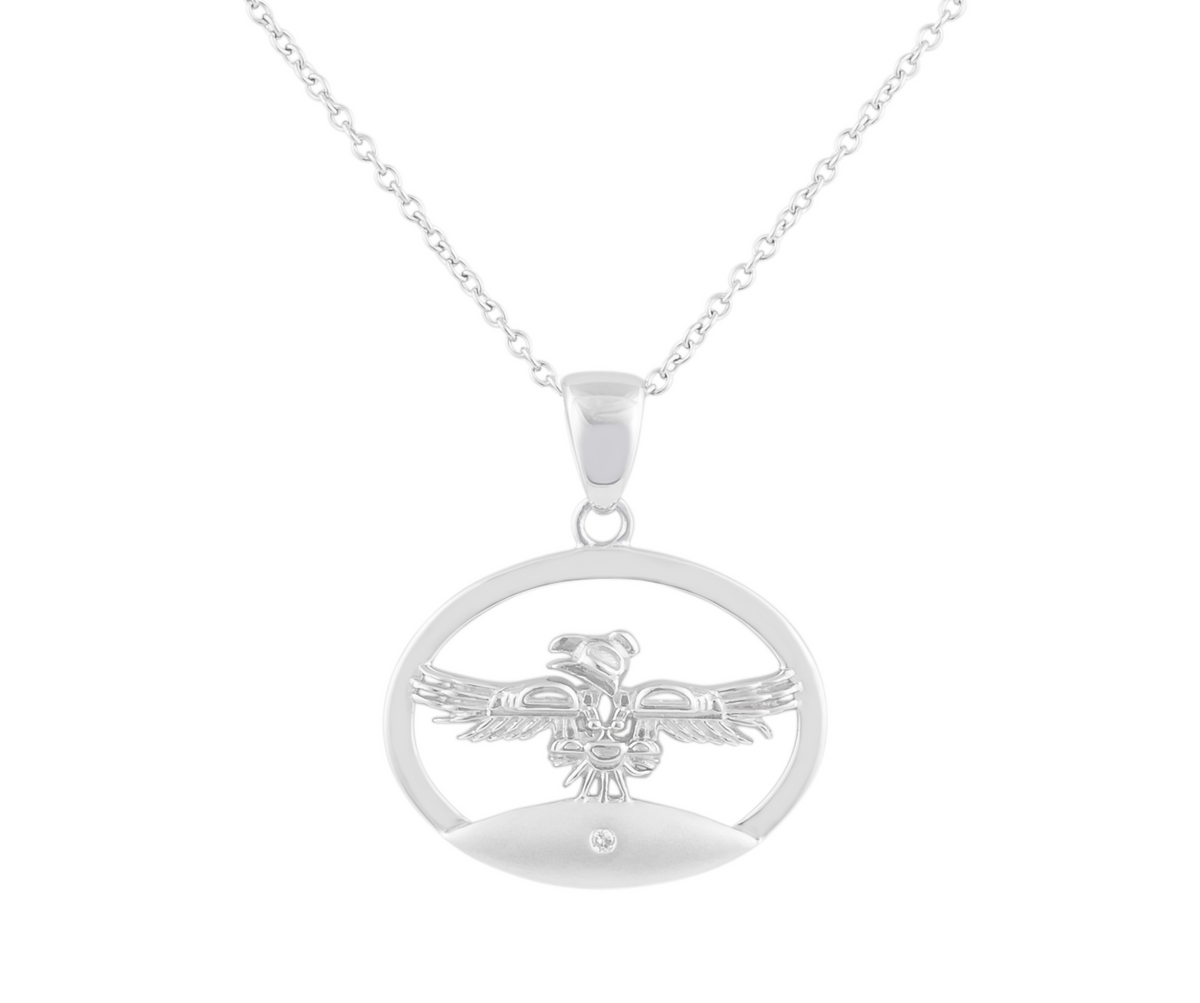 Colgante Thunderbird de diamante canadiense de plata de ley 925 de 0,015 quilates