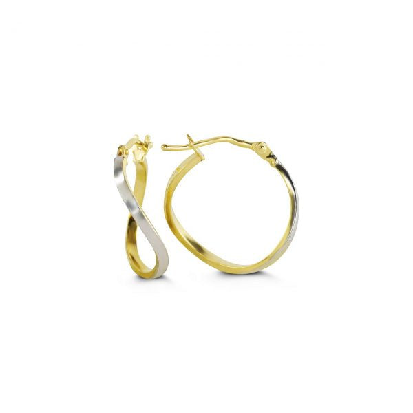 10K Two Tone Gold 18mm Earrings