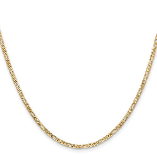 14K Gold 7.5mm Flat Figaro with Lobster Clasp Chain