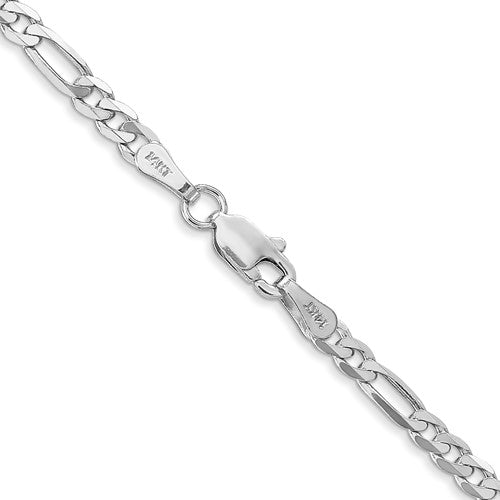 14K Gold 4.0mm Flat Figaro with Lobster Clasp Chain