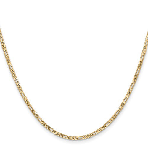 Figaro plano de oro de 14 quilates de 5,5 mm con cadena con cierre de langosta