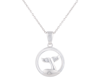 Colgante de cola de ballena de diamante canadiense de 0,015 quilates de plata de ley 925