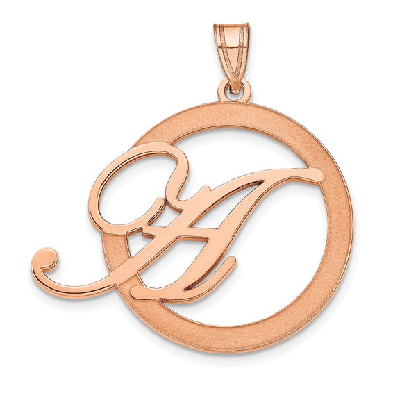 Casted Polished &amp; Satin Initial in Circle Pendant