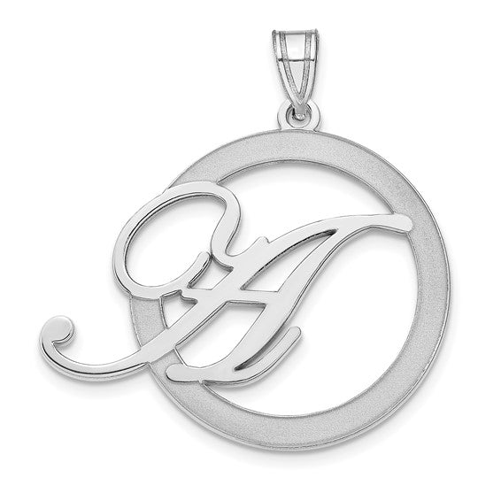 Casted Polished &amp; Satin Initial in Circle Pendant