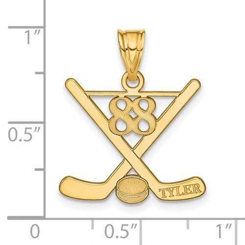 Laser Polished Name And Number Hockey Pendants