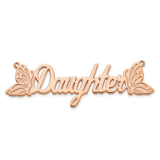 Butterfly Wings Nameplate Necklace with 1mm 18" Cable Chain