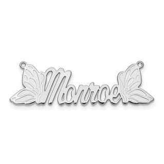 Butterfly Wings Nameplate Necklace with 1mm 18" Cable Chain
