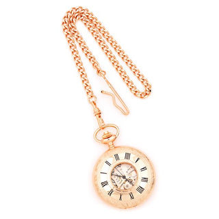 Charles Hubert Reloj de bolsillo con cubierta de ventana de latón con acabado en oro rosa
