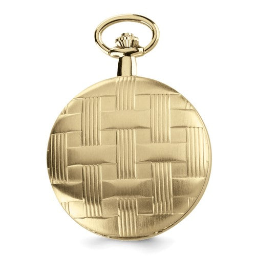 Charles Hubert Gold Finish Brass Basketweave Pocket Watch
