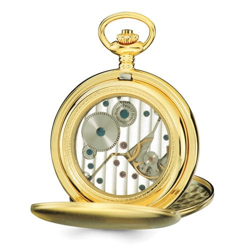 Charles Hubert Reloj de bolsillo con esfera blanca de acero inoxidable chapado en oro de 14 quilates