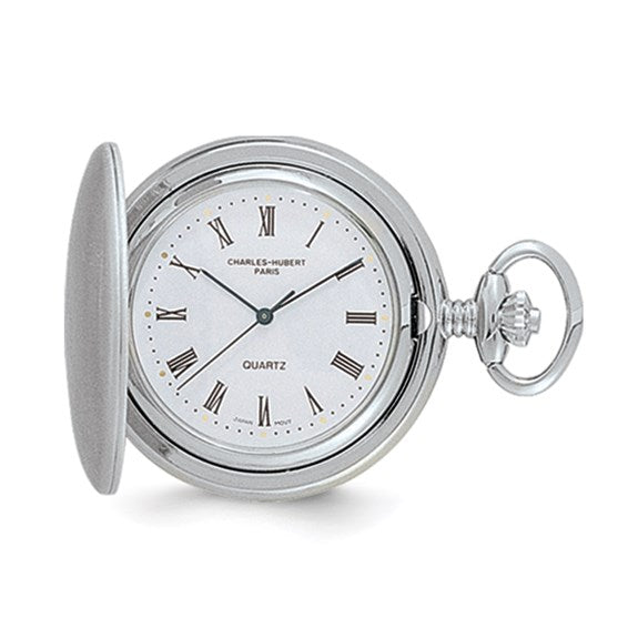 Charles Hubert Reloj de bolsillo con esfera blanca y acabado en cromo satinado